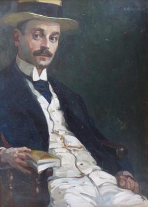 Portrait eines jüngeren Herrn mit Strohhut, 1908