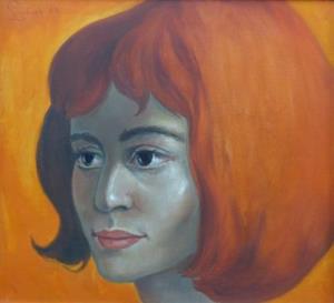 Portrait einer jungen Frau mit roten Haaren, 1963